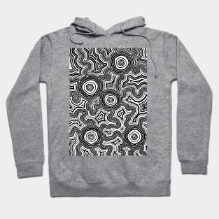 Aboriginal Art - Pathways Black And White Hoodie